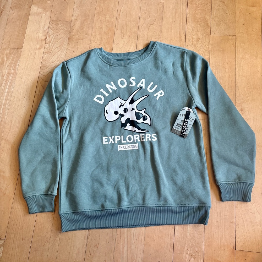 NEW Boys large 12 dinosaur sweatshirt